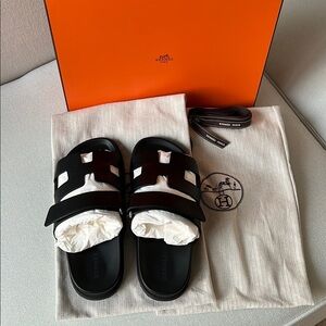 Hermès Chypre Black Sandals